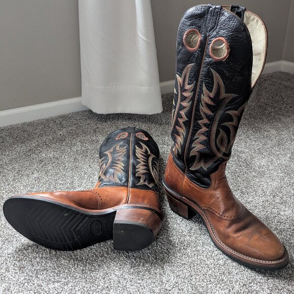 RARE Tony Lama 6014 Sunset Buckaroo Ol Buck Leather Boots - Picture 8 of 11